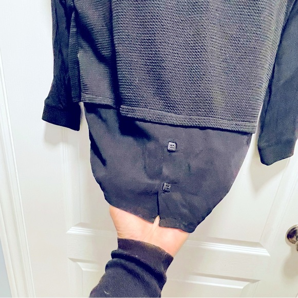 🌸3 for $20 layered Blouse Black Long Sleeve Top Size S Petit - Picture 6 of 15